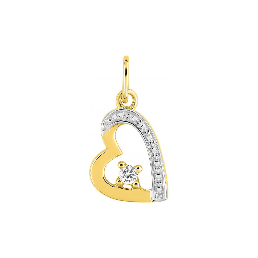 Pendentif or blanc et jaune 18 carats et oxyde de zirconium